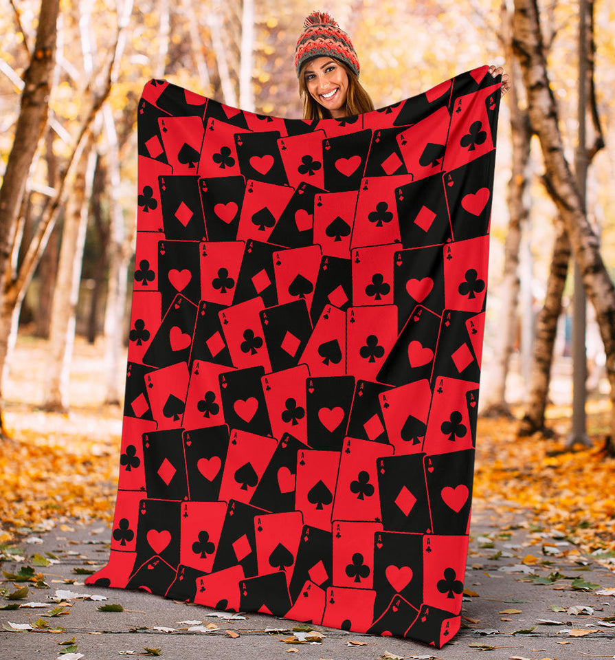 Casino Cards Suits Pattern Print Design 02 Premium Blanket