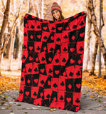 Casino Cards Suits Pattern Print Design 02 Premium Blanket