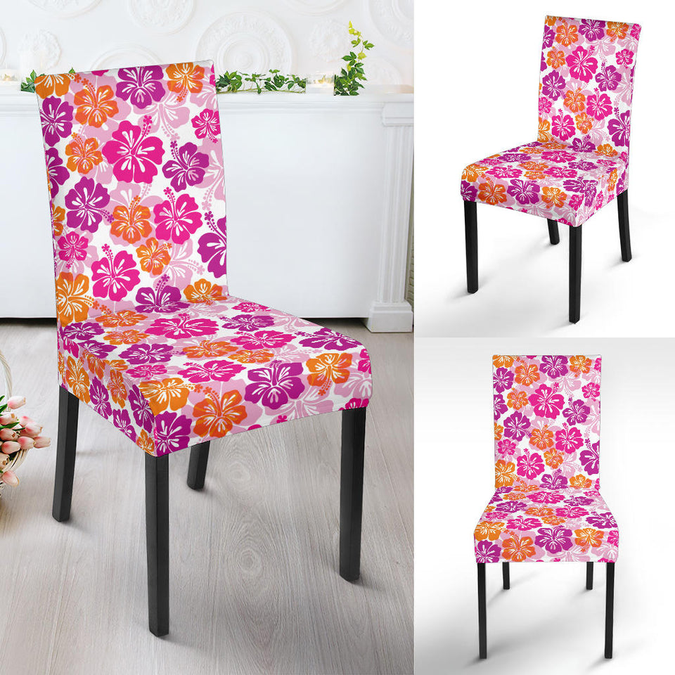 Hibiscus Pattern Print Design 01 Dining Chair Slipcover