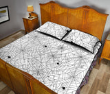 Spider web cobweb pattern white background Quilt Bed Set