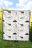 Polar Bears Star Poka Dot Pattern Premium Quilt