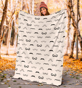 Mustache Beard Pattern Print Design 05 Premium Blanket