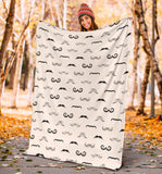 Mustache Beard Pattern Print Design 05 Premium Blanket