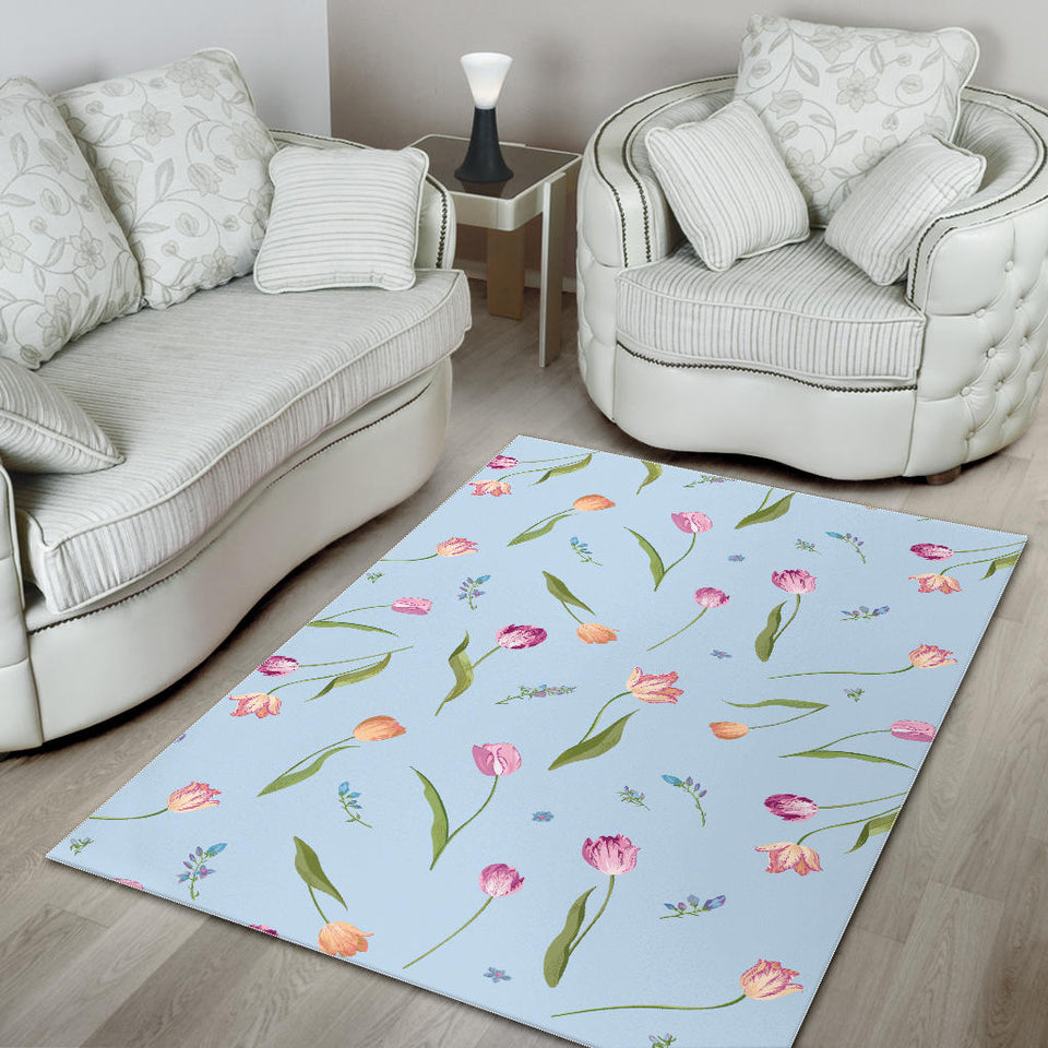 Watercolor Tulips Pattern Area Rug