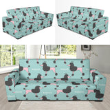 Poodle Dog Green Background Sofa Slipcover
