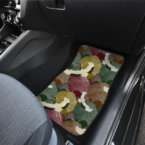 Japanese Cranes Flying Forest Dot Pattern Front Car Mats