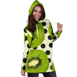 Kiwi Black Dot Background Women'S Hoodie Dress