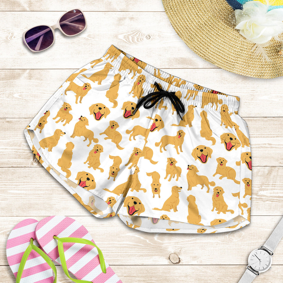 Golden Retriever Pattern Print Design 05 Women Shorts