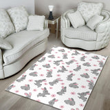 Watercolor Cute Rabbit Pattern Area Rug
