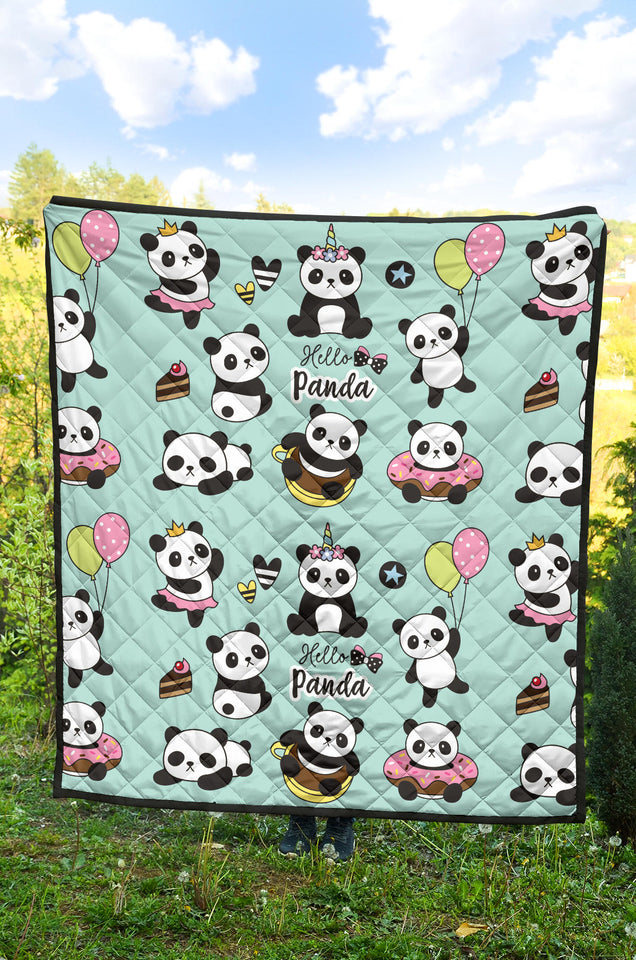 Cute Baby Panda Pattern Premium Quilt
