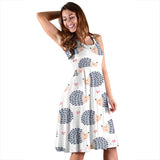 Hedgehog Pattern Print Design 04 Sleeveless Midi Dress