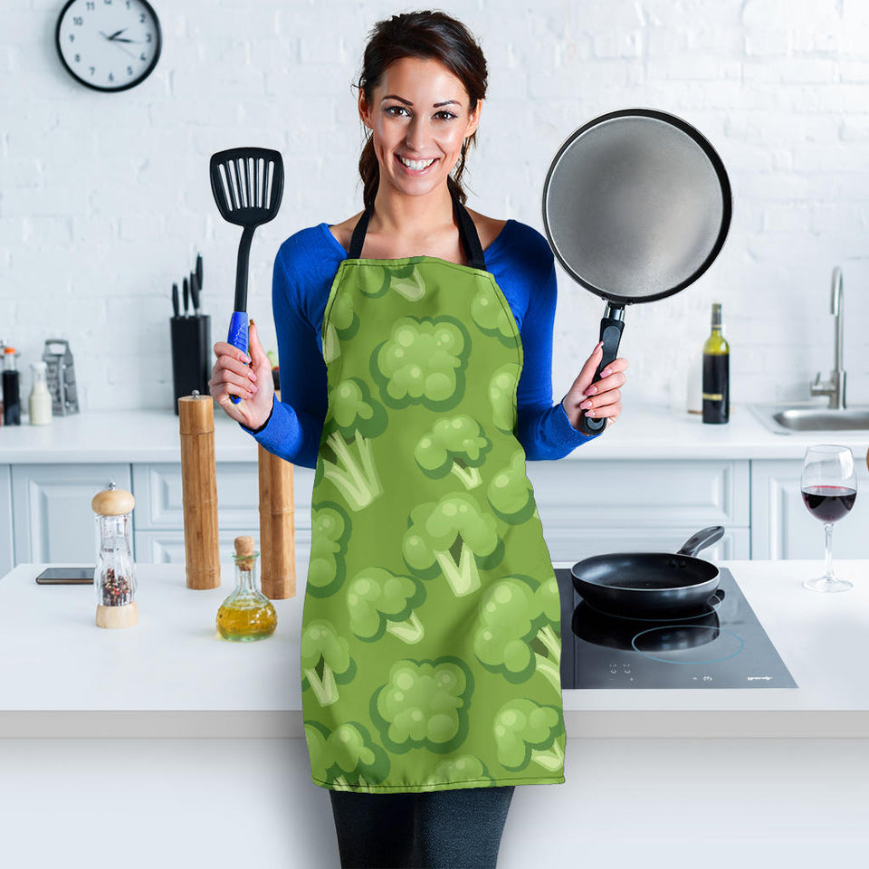 Broccoli Pattern Green Background Adjustable Apron