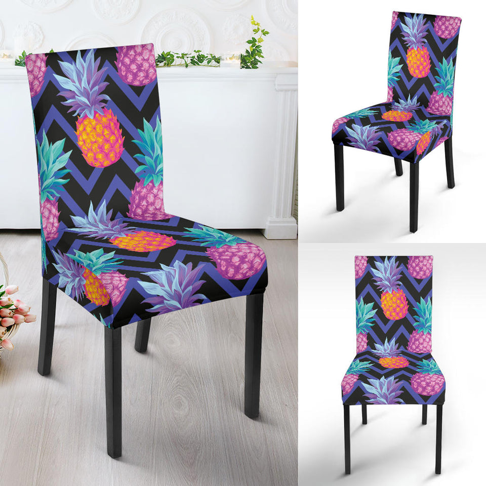 Pineapples Pattern Zigzag Background Dining Chair Slipcover
