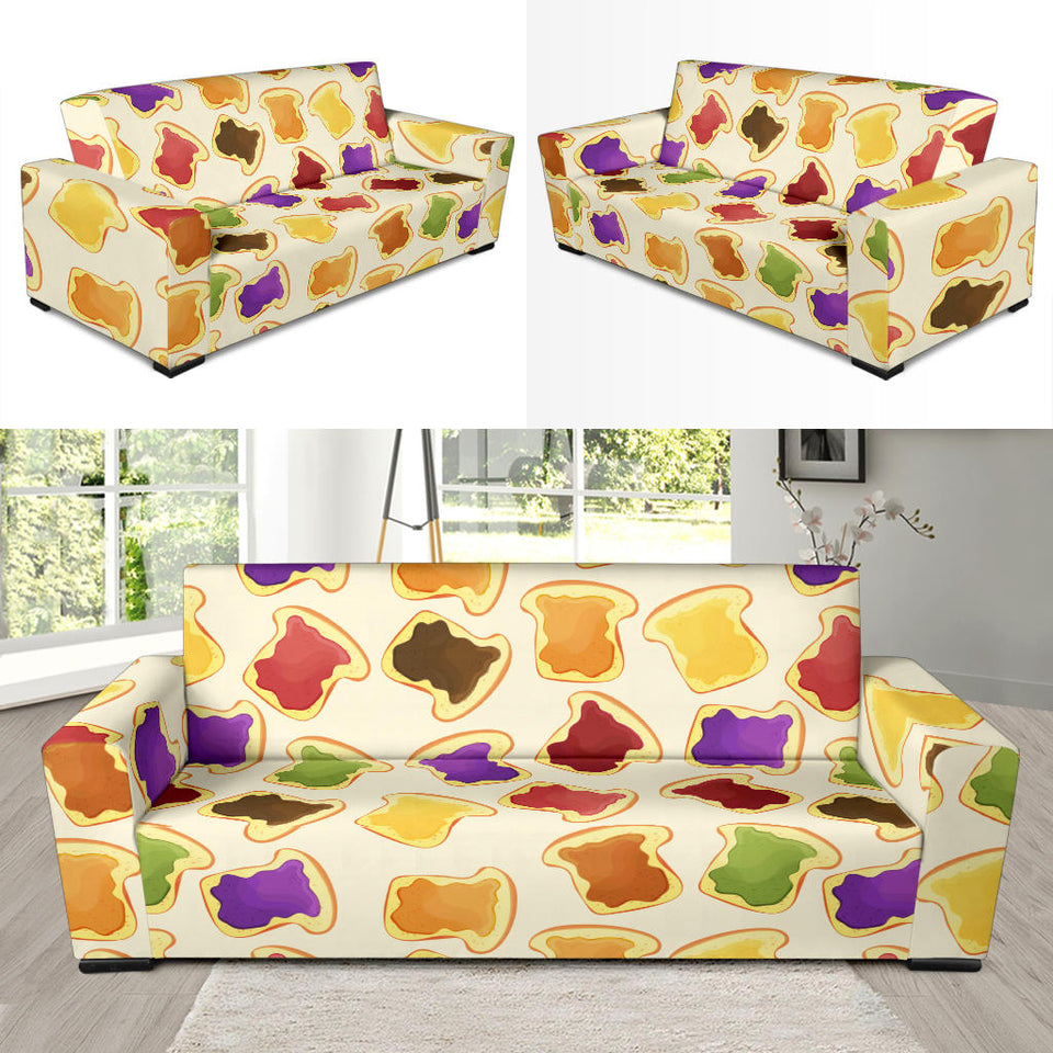 Bread Toast Pattern Print Design 02 Sofa Slipcover