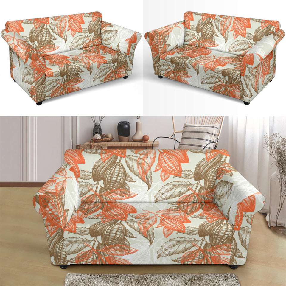 Cocoa Beans Cocoa Tree Pattern Loveseat Couch Slipcover