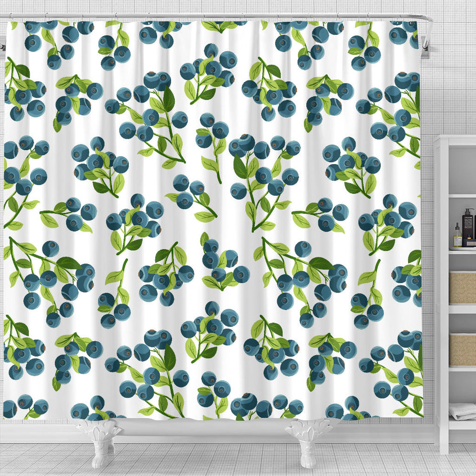 Blueberry White Background Shower Curtain Fulfilled In US
