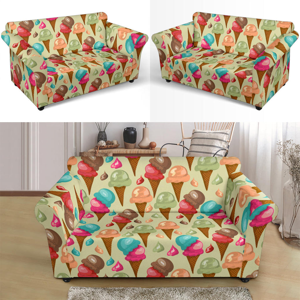 Colorful Ice Cream Pattern Loveseat Couch Slipcover