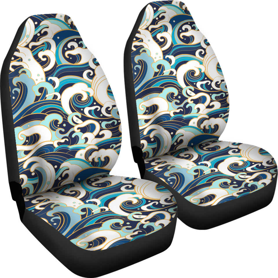 Japanese Wave Pattern Universal Fit Car Seat Covers