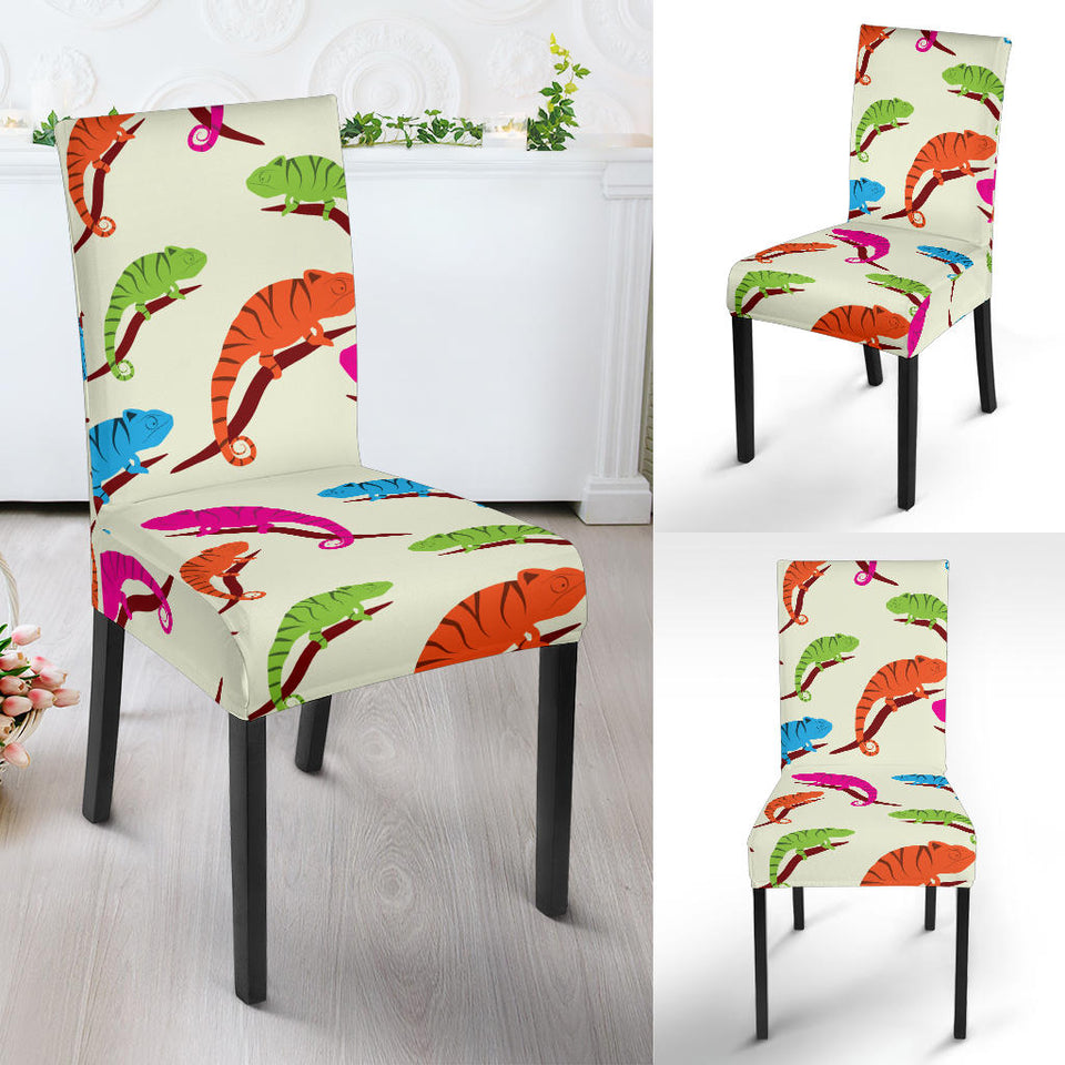 Colorful Chameleon Lizard Pattern Dining Chair Slipcover