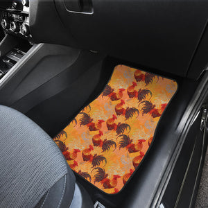Red Rooster Chicken Cock Pattern Front Car Mats