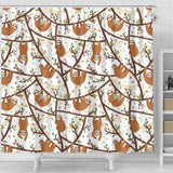 Sloths Hanging On The Tree Pattern Shower Curtain Fulfilled In US