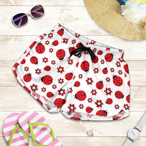 Ladybug Pattern Print Design 04 Women Shorts