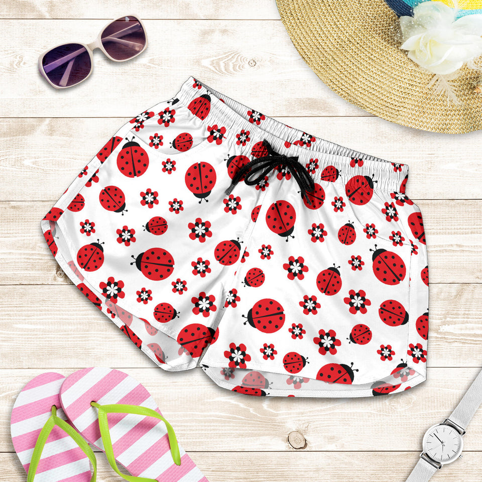 Ladybug Pattern Print Design 04 Women Shorts