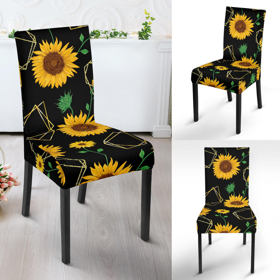 Sunflower Golden Polygonal Shapes Dining Chair Slipcover
