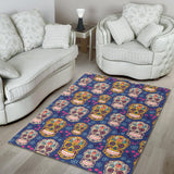 Sugar Skull Flower Pattern Area Rug