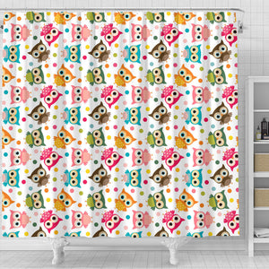 Color Cute Owl Pattern Shower Curtain Fulfilled In US