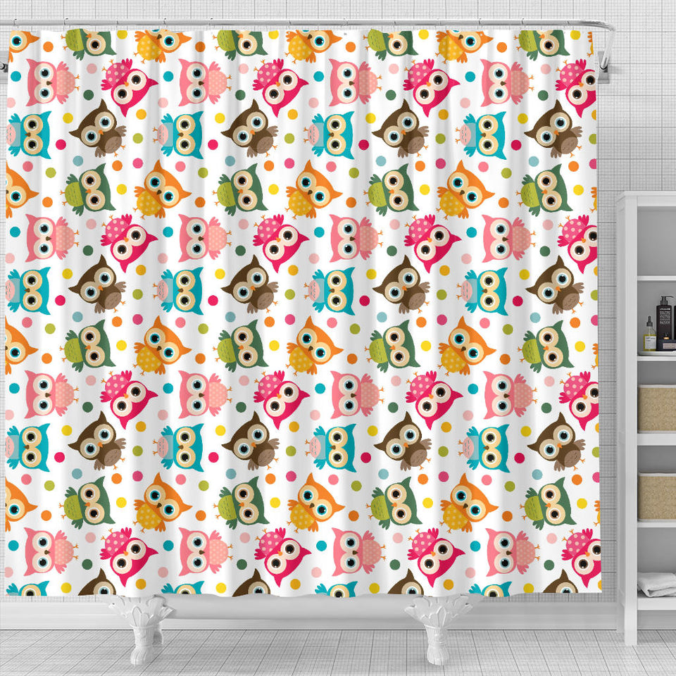 Color Cute Owl Pattern Shower Curtain Fulfilled In US