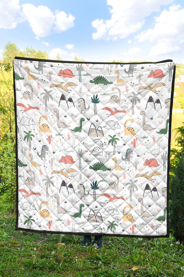 Cute Cartoon Dinosaurs Tree Pattern Premium Quilt