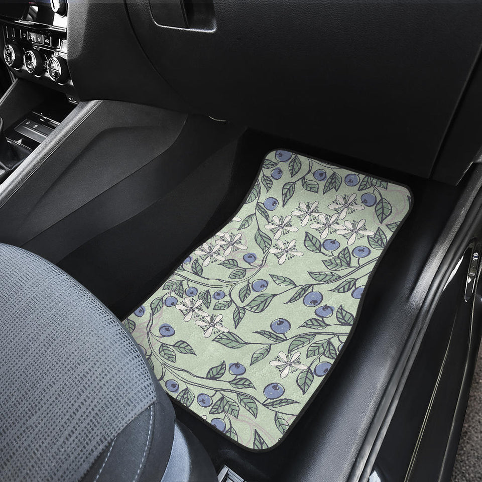 Hand Drawn Blueberry Pattern Front And Back Car Mats