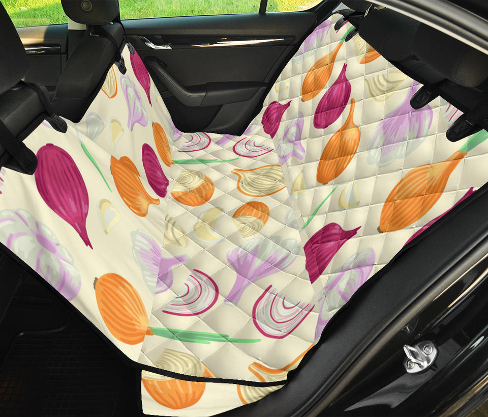 Onion Garlic White Red Pattern Dog Car Seat Covers