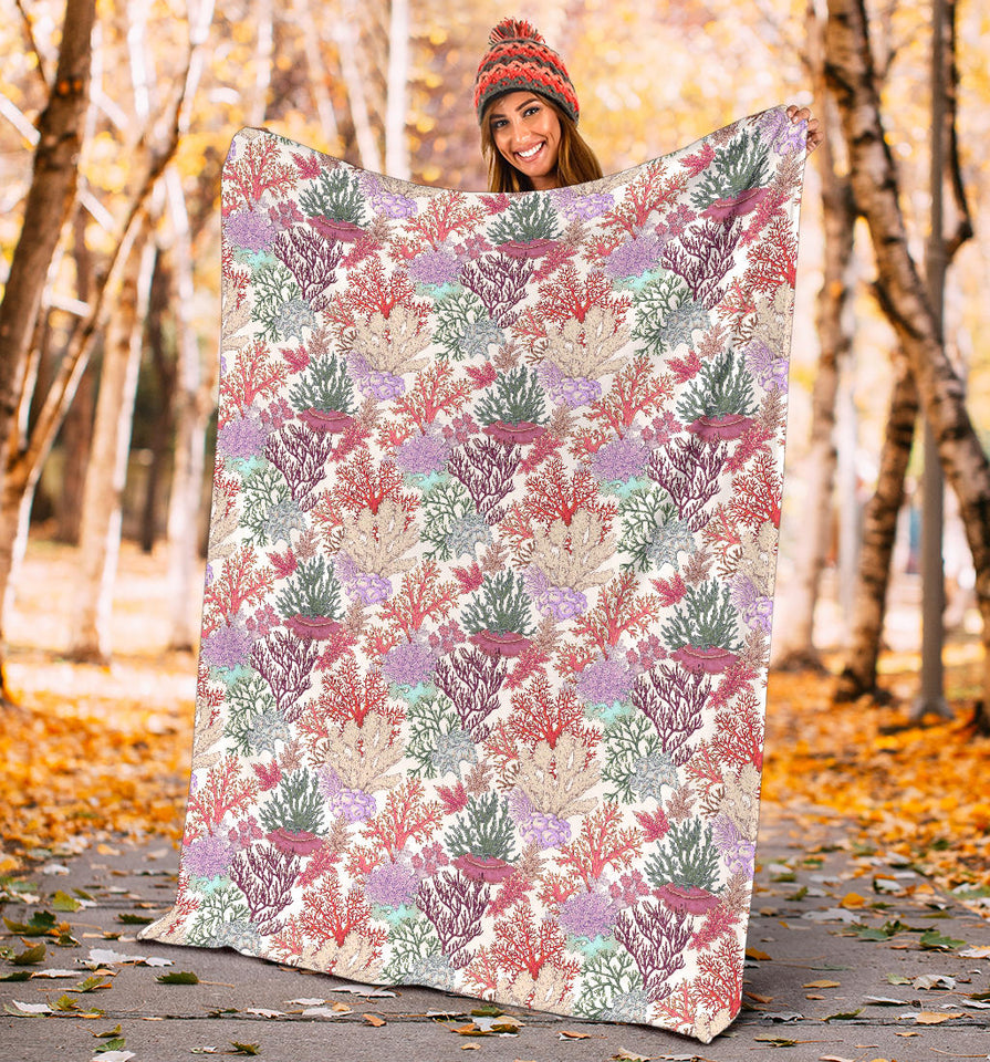 Coral Reef Pattern Print Design 03 Premium Blanket