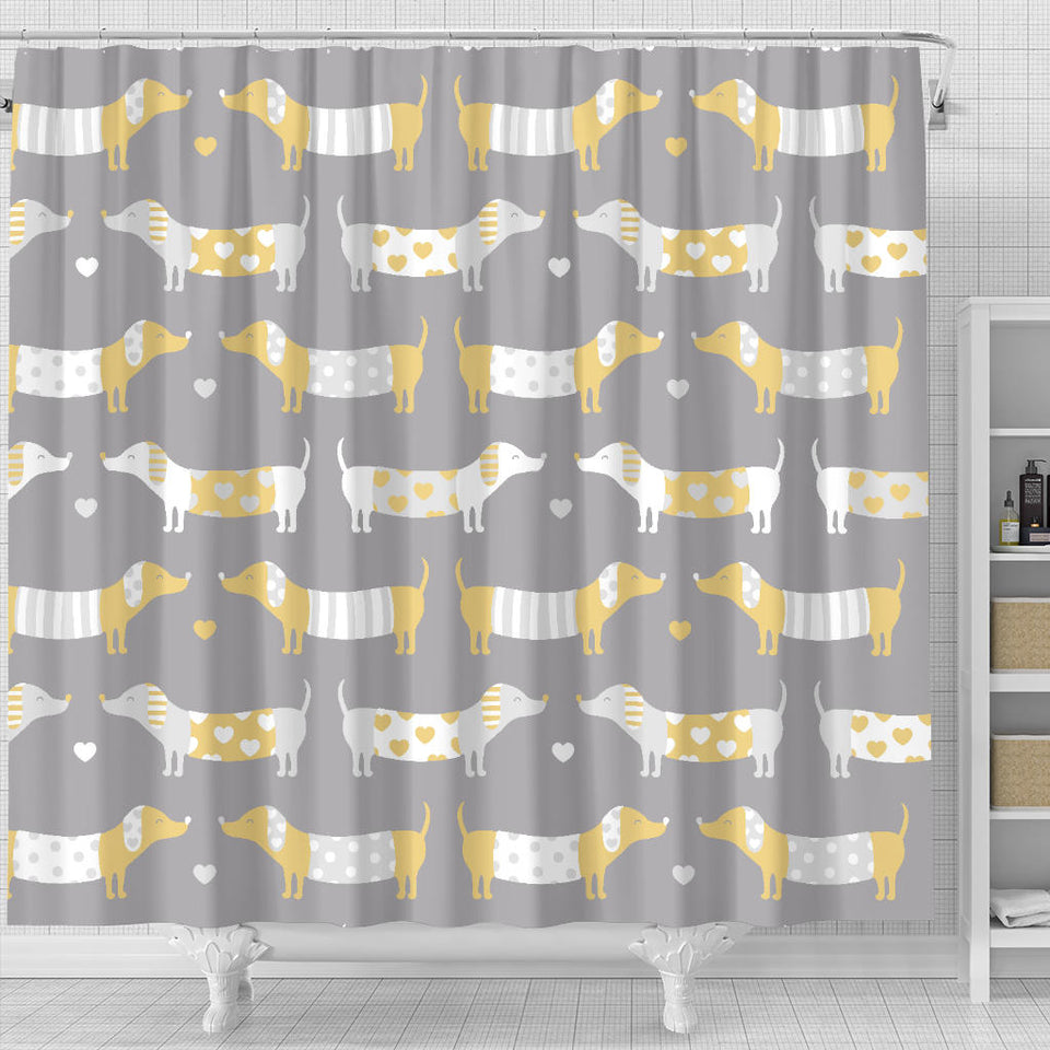 Cute Dachshund Dog Pattern Shower Curtain Fulfilled In US