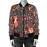 Fox Leaves Mushroom Pattern Women'S Bomber Jacket