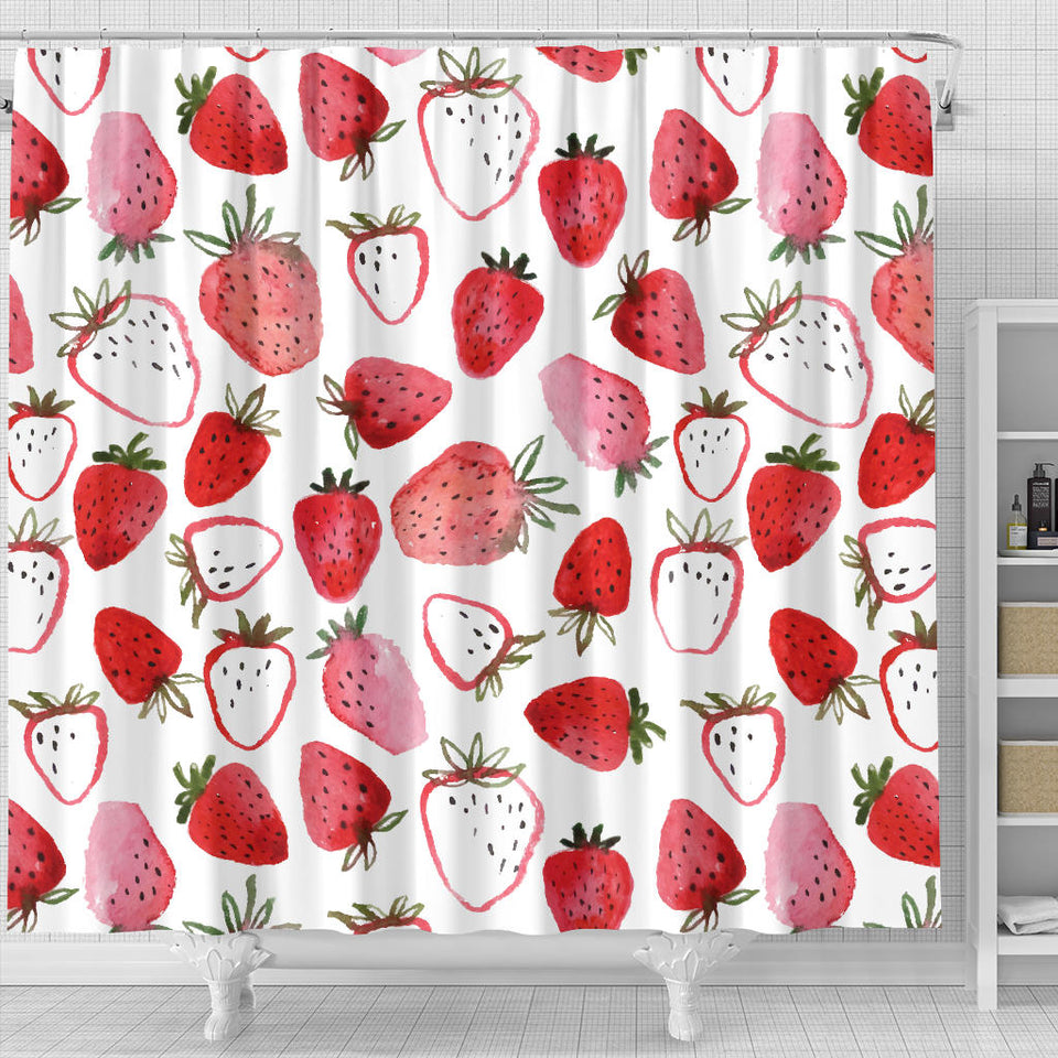 Watercolor Hand Drawn Beautiful Strawberry Pattern Shower Curtain Fulfilled In US