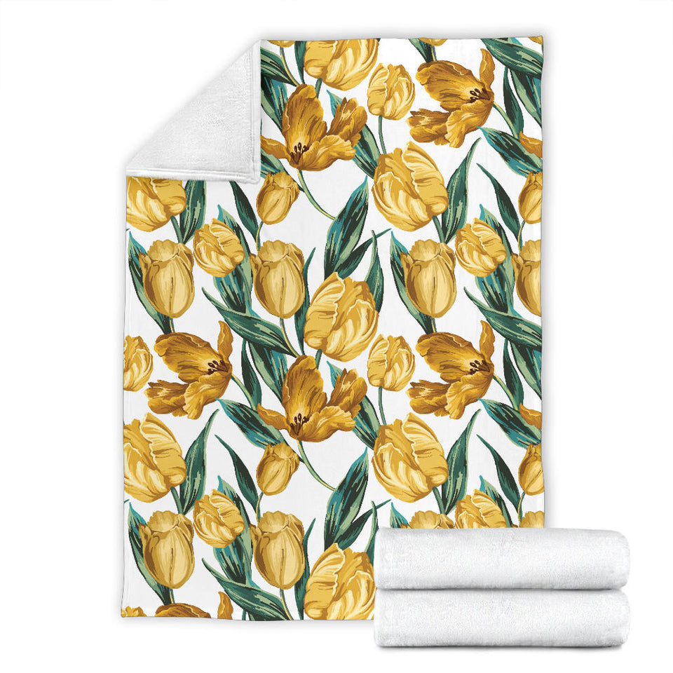 Yellow Tulips Pattern Premium Blanket