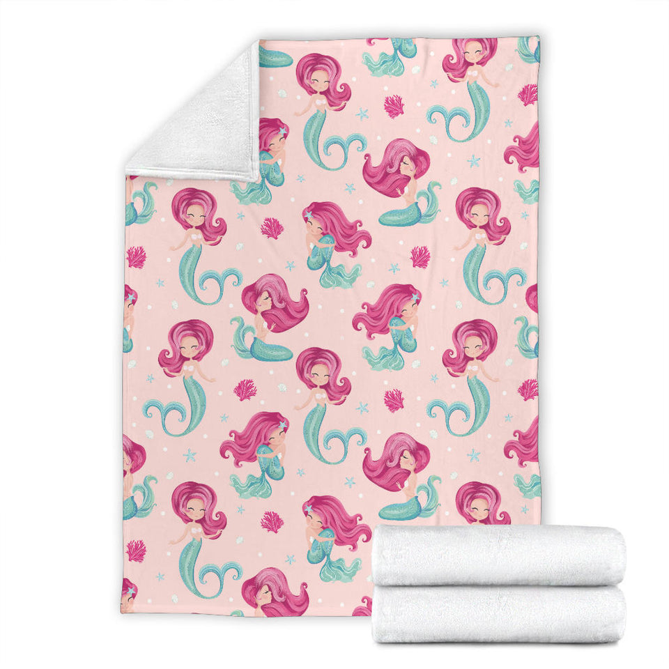 Cute Little Mermaid Pattern Premium Blanket