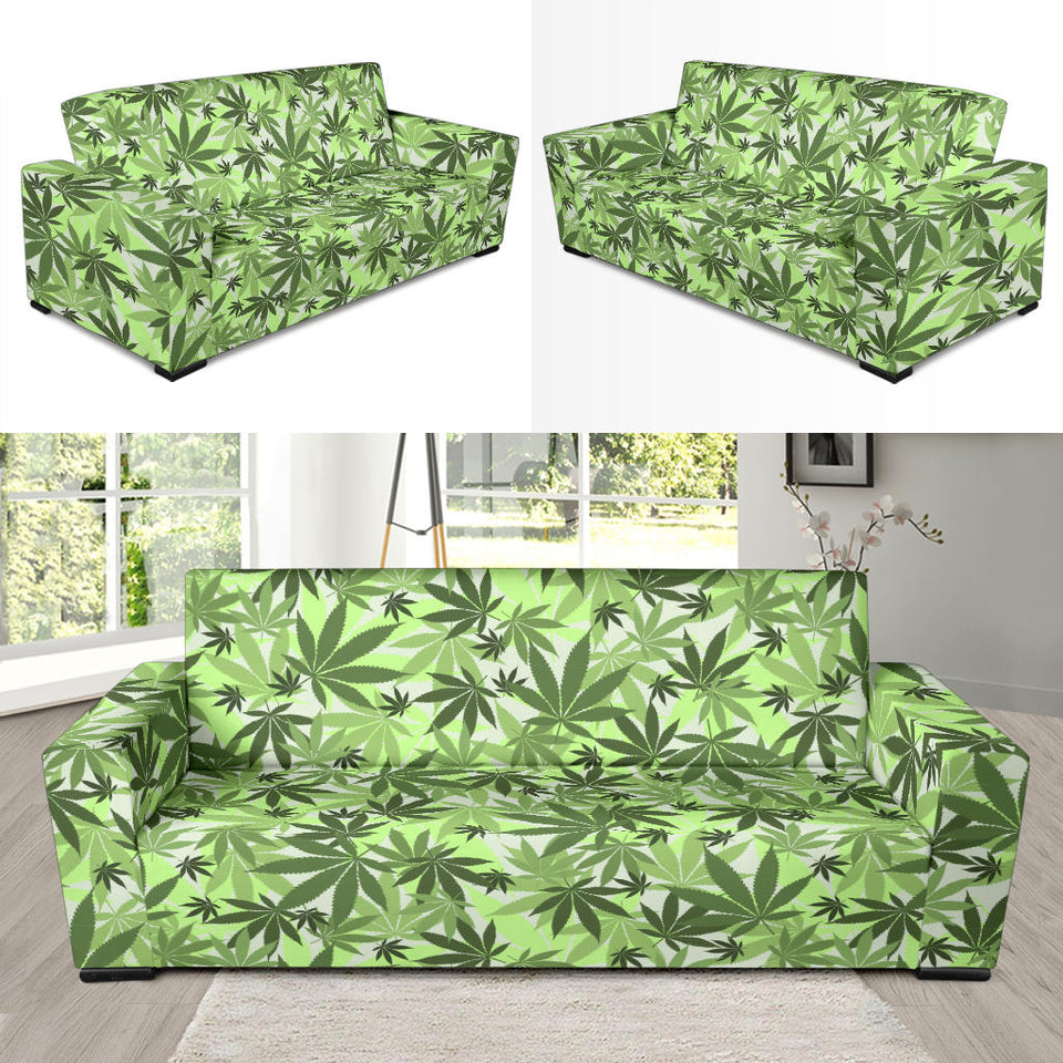 Canabis Marijuana Weed Pattern Print Design 01 Sofa Slipcover