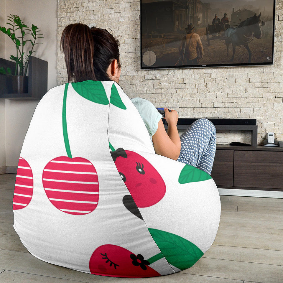 Cherry Pattern White Background Bean Bag Cover