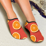 Oranges Pattern Red Background Aqua Shoes