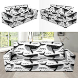 Black Whale Pattern Sofa Slipcover