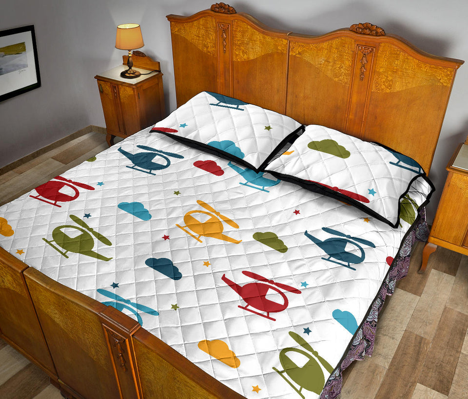 Colorful helicopter pattern Quilt Bed Set