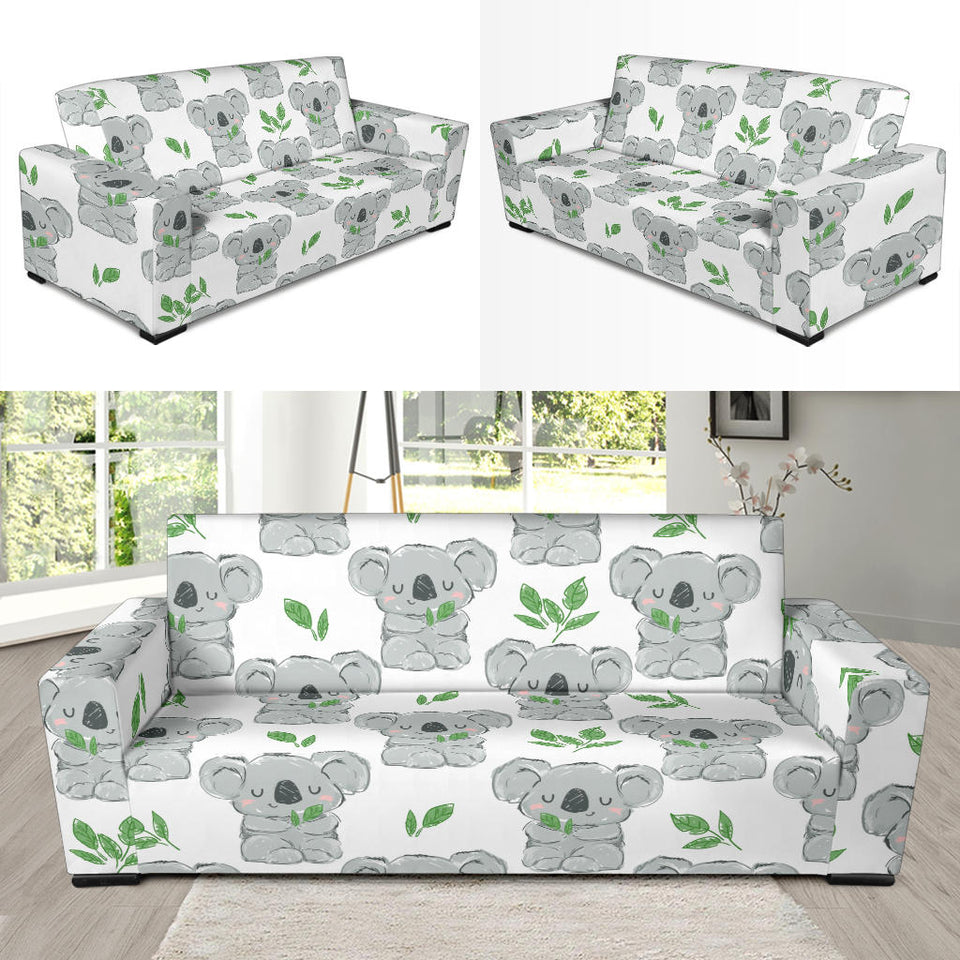 Hand Drawn Koala Leaves Pattern Sofa Slipcover