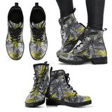Hand Drawn Dragonfly Pattern Leather Boots