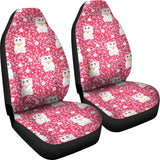 Maneki Neko Lucky Cat Sakura Pink Background Universal Fit Car Seat Covers