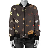 Coffee Bean Leave Pattern Women'S Bomber Jacket