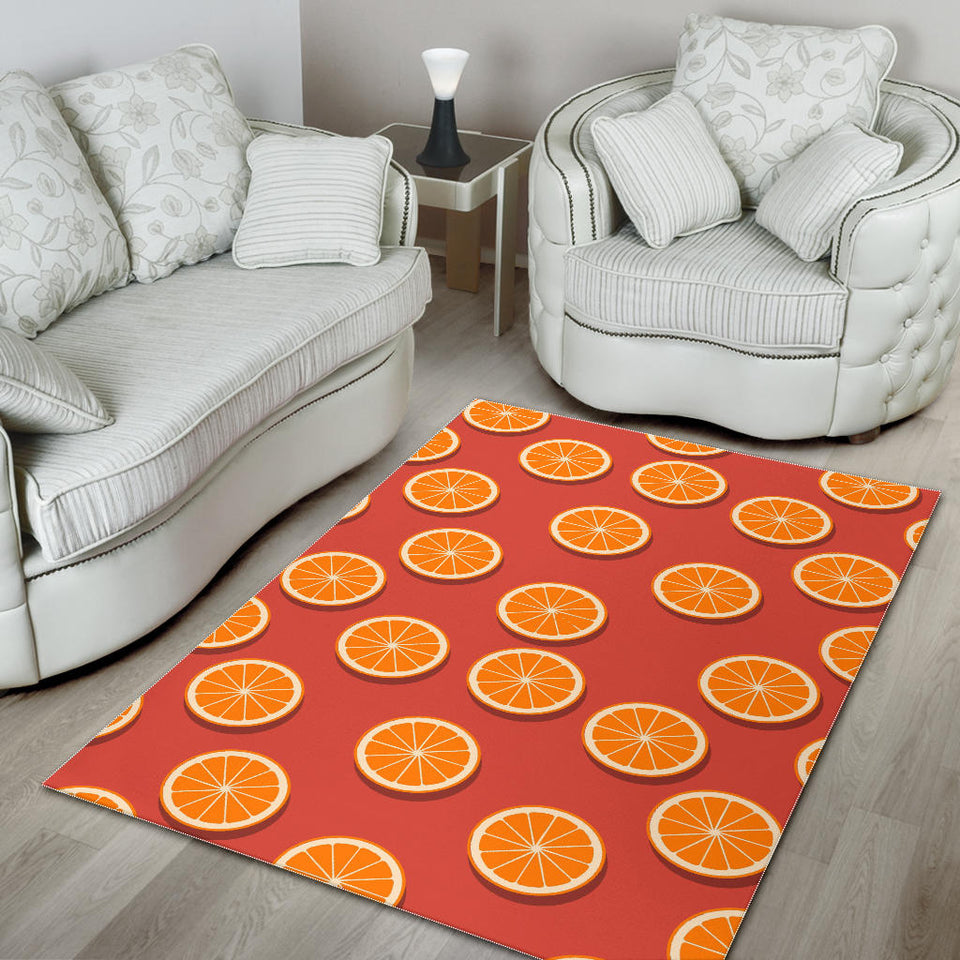 Oranges Pattern Red Background Area Rug